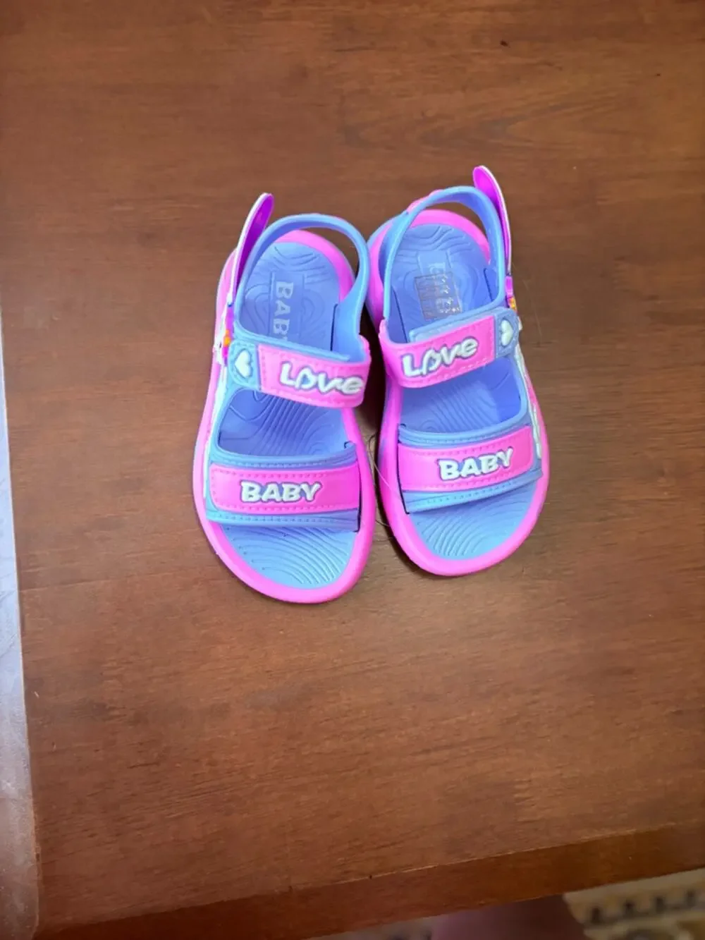 Toddler Size 23 / US 7 Baby Love Pink Blue Sandals Velcro Summer Shoes